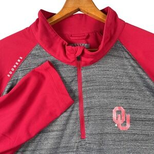 Levelwear Oklahoma Sooners‎ Pullover Mens XL Grey Red Quarter Zip Raglan Logo